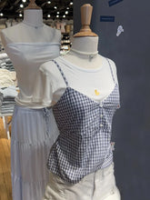 BXOXO Vintage Navy Plaid Tank Top Woman Lace Trim V-neck Buttons Back Lace-up Cotton Camis Summer Casual Streetwear Sweet Slim Vest